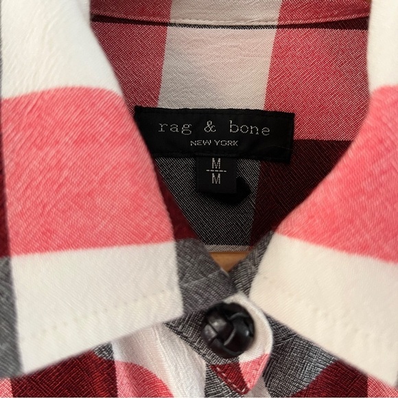 Rag & Bone Camille Surplus Plaid High-Low Blouse M - Picture 6 of 9